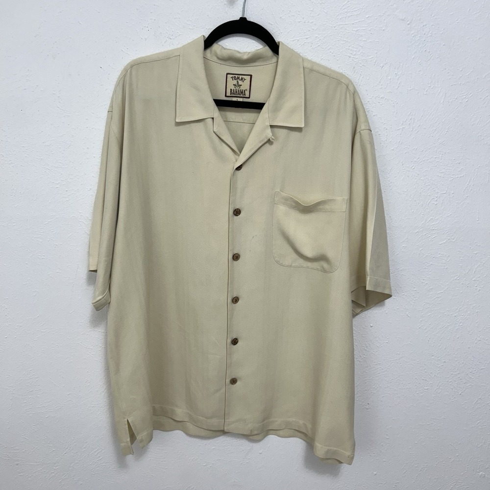 Vintage Tommy Bahama Embroidered 100% Silk Hawaiin Martinis & Bikinis Shirt Sz L - Picture 4 of 12